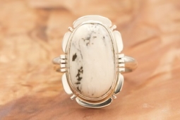 Genuine White Buffalo Turquoise Sterling Silver Navajo Ring